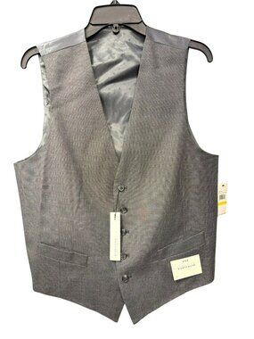 Perry Ellis Mens Grey Sharkskin Vest Adjustable Back Belt Medium New